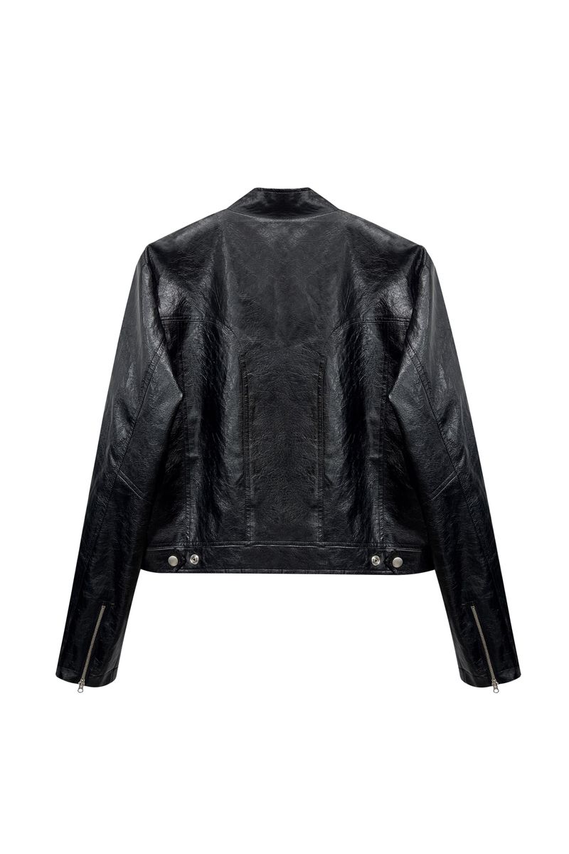 CLARI FAUX LEATHER JACKET / BLACK