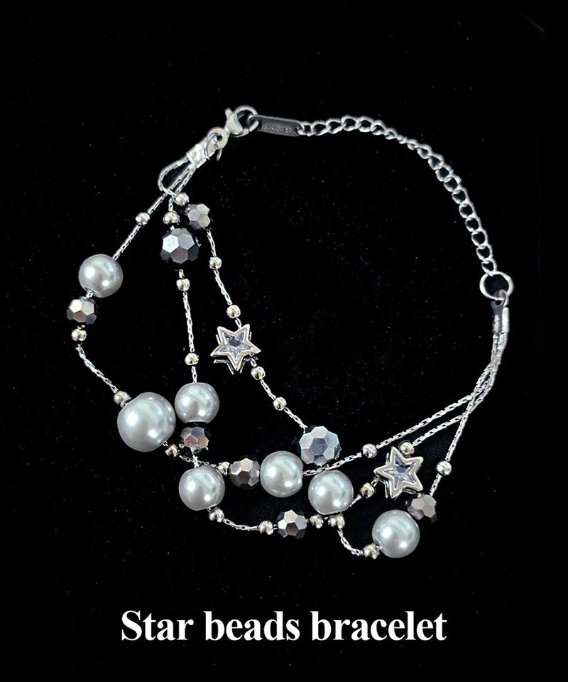 Star beads cubic chain layered bracelet