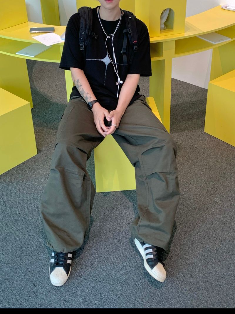 Patched Cotton American Carge Pants 2C