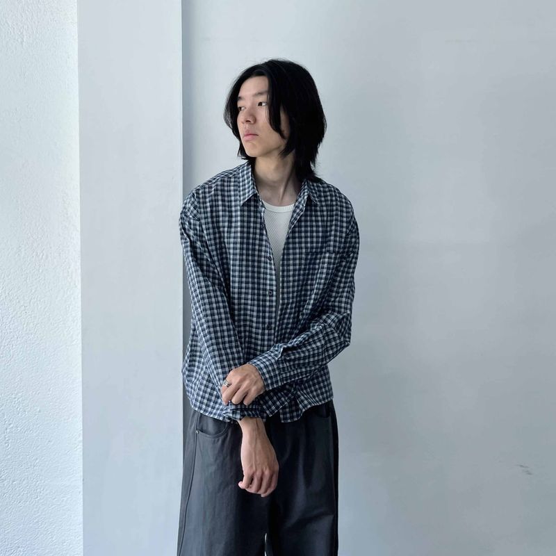 Retro Gradient Check Cropped Shirt