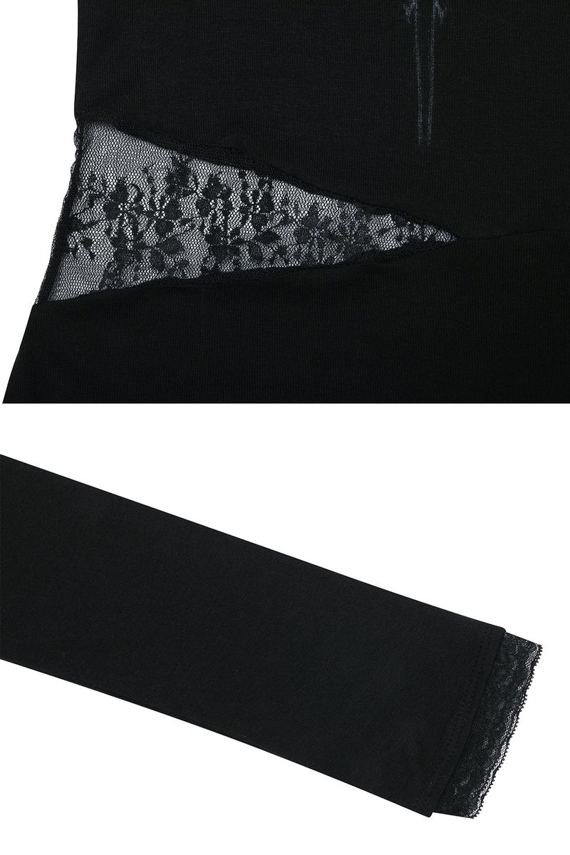 LACE BOATNECK TOP black