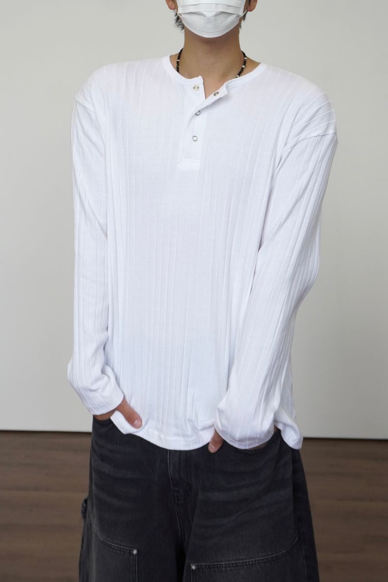 simple line henry neck long-sleeve 3C