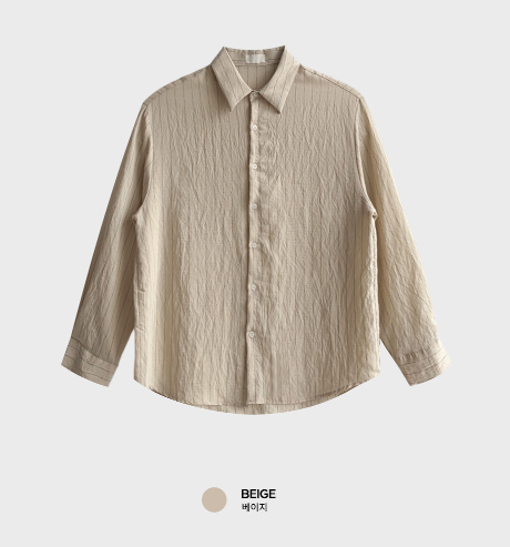 Look Leito Natural Linen Sheersucker Striped Shirt