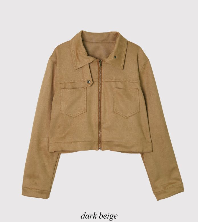 #Autumn Suede Collar Crop Jacket (4color)