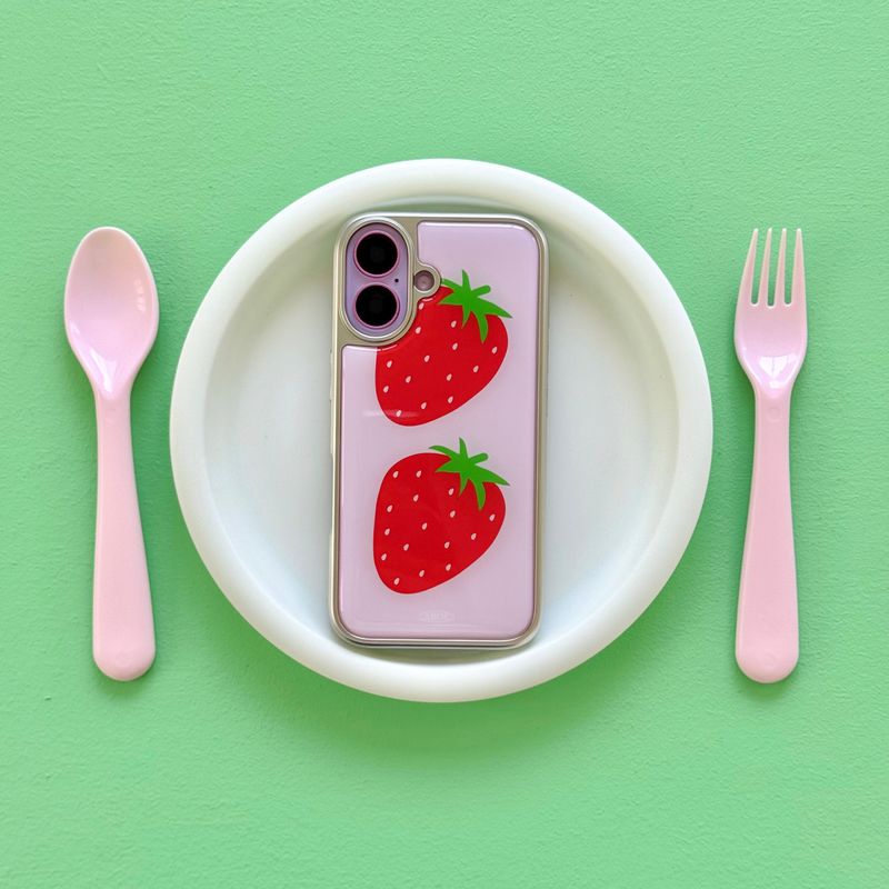 SUMMER STRAWBERRY Silver Epoxy Case