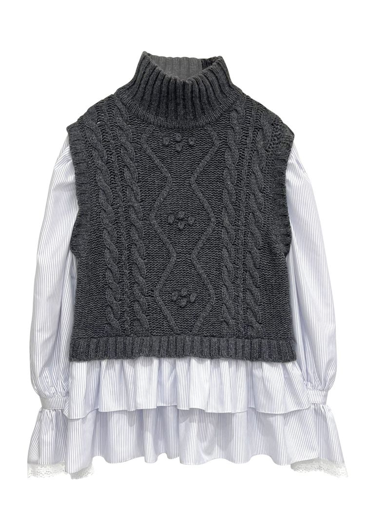 Knit vest blouse