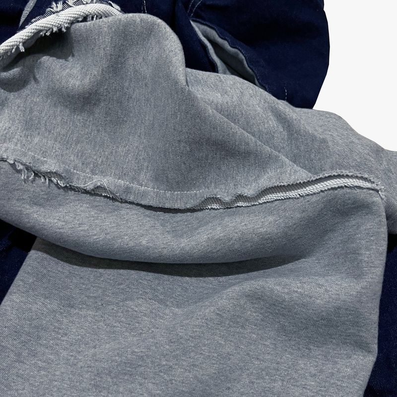 layered deconstructed zip-up hoodie_blue