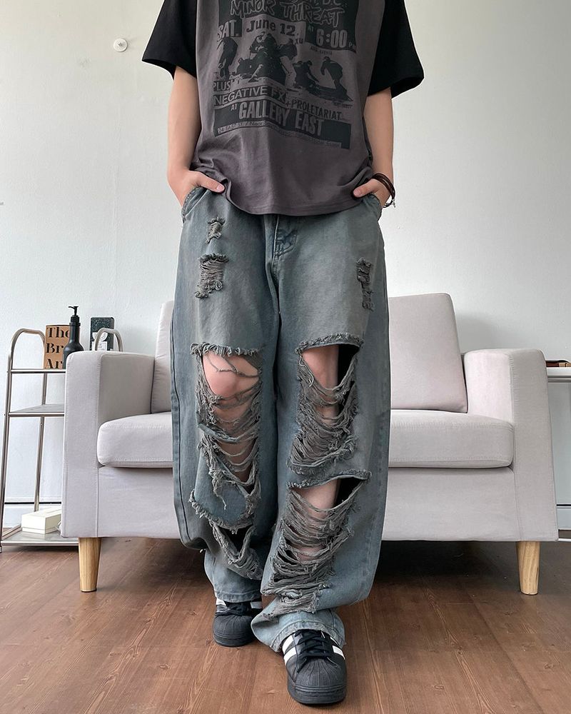 Damage Washing Denim Pants