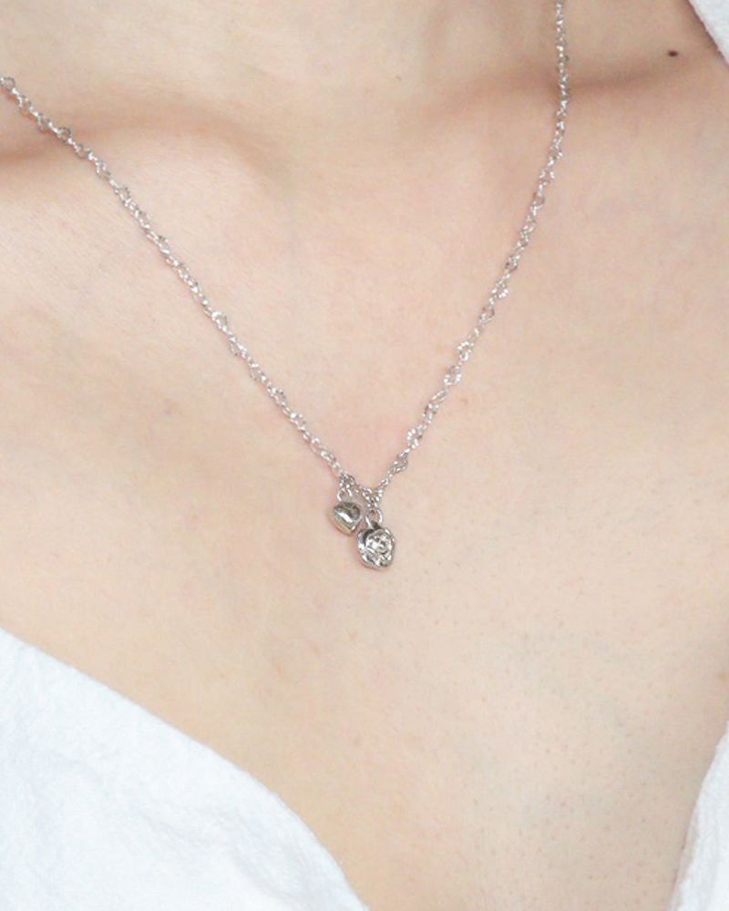 [MADE] lovely rose. rose heart chain necklace