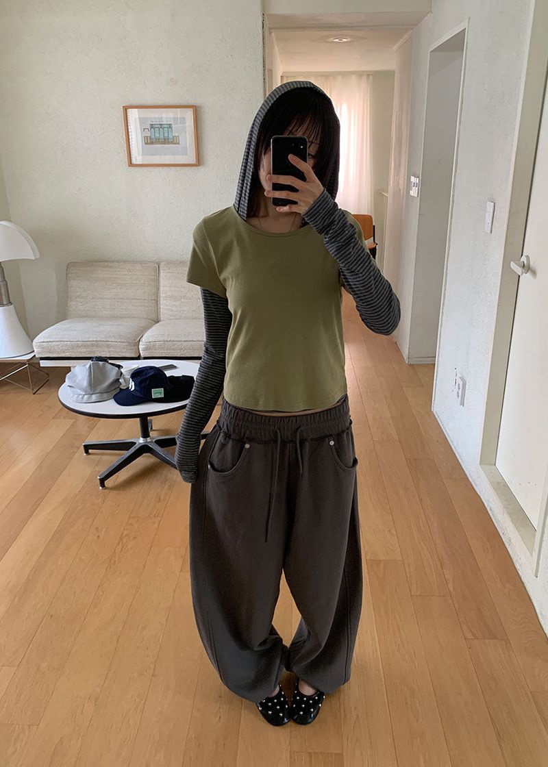 EYELET WIDE JOGGER PANTS (4color)