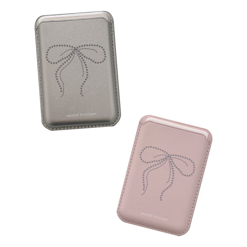 secondboutique（セカンドブティック）の「[MADE]  トゥインクルリボンマグセーフカードウォレット(ver.2)_ピンク（スマホグッズ/小物）」