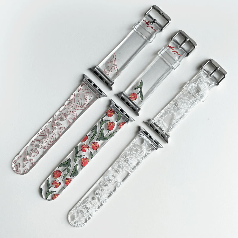 Apple Watch Strap_White Floral Drawing