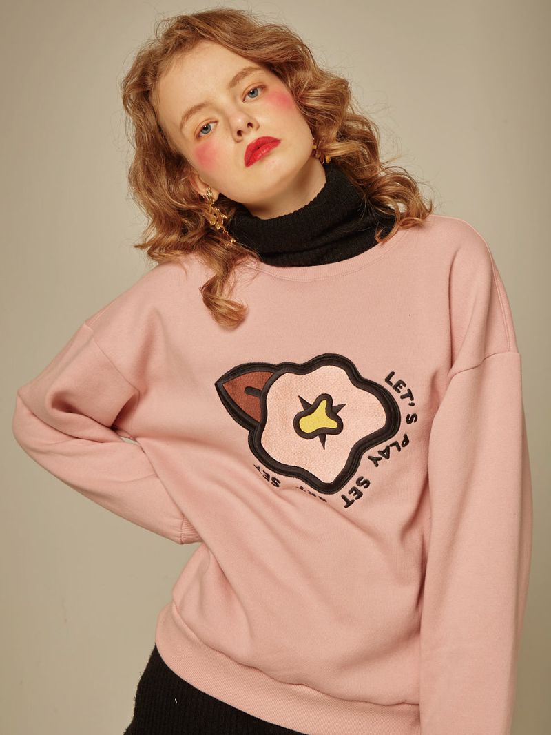BIG FLOWER NAPPING SWEAT SHIRT