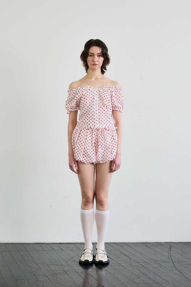 MINI HEART TWO WAY BLOUSE / WHITE