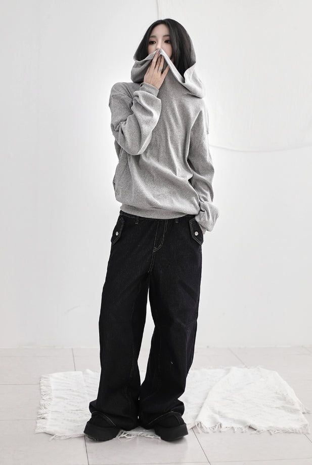 Band-layered low denim pants