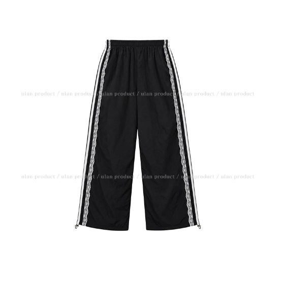 Ruffy Lace Track Nylon Pants