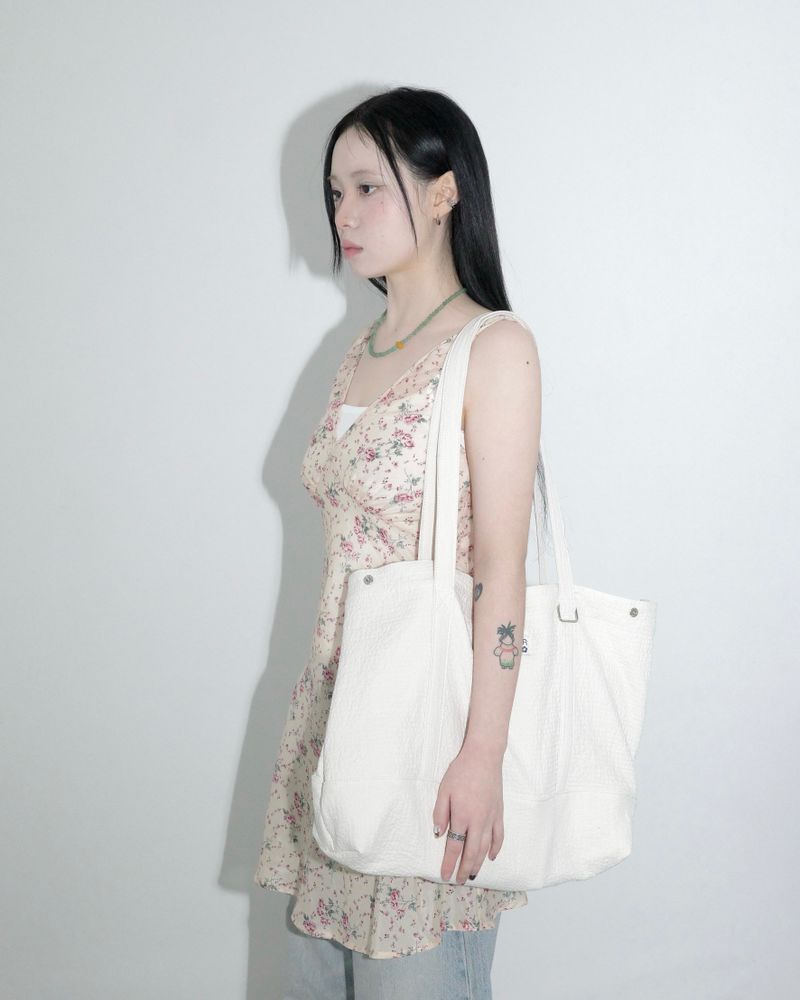 Quilted cotton max tote bag