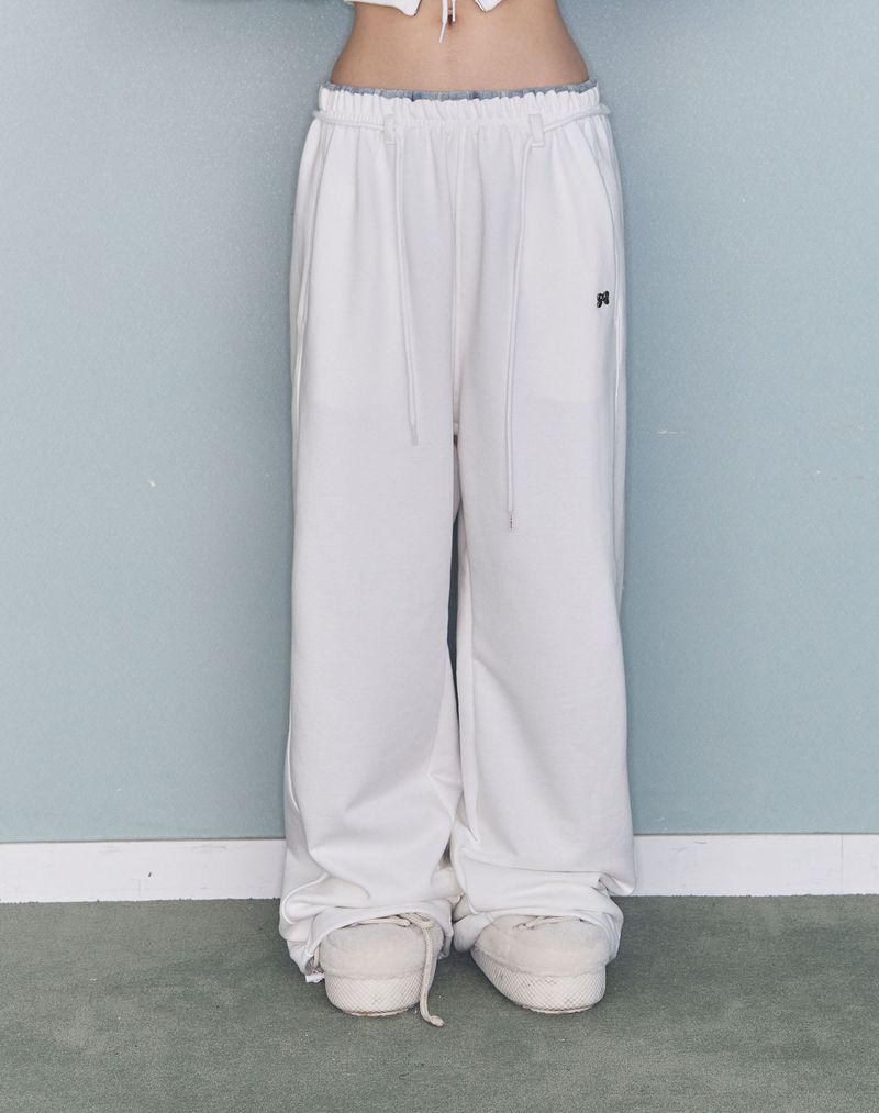 CHECK CONTRAST SWEAT PT IVORY