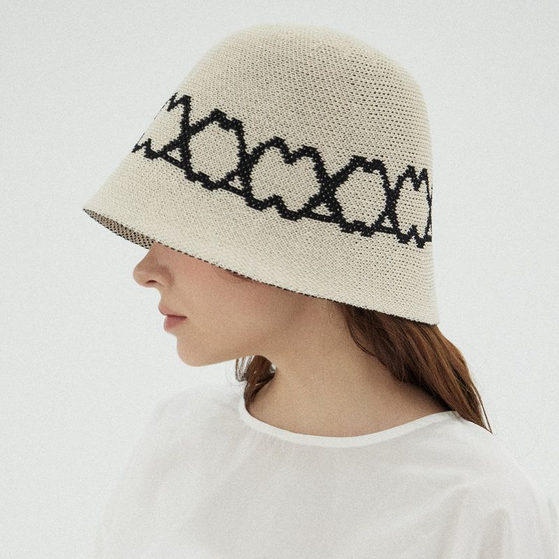 VA Curved Logo Jacquard Bucket Hat / Lightbeige