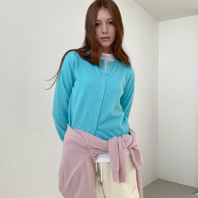 Rolling Knit Cardigan _Aqua Blue