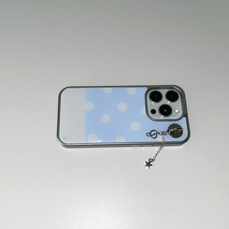 [MADE] BERRY DOT PHONE CASE BLUE (epoxy silver bumper)
