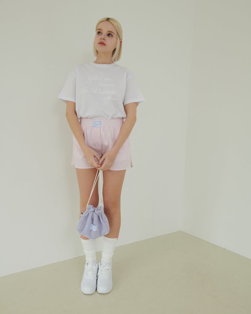 Signature Label Terry String Bag - Purple
