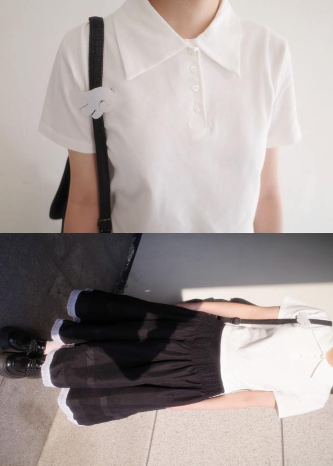 myorang（ミョラン）の「ハート ♡ ボタン pk Tシャツ (4color)（トップス）」