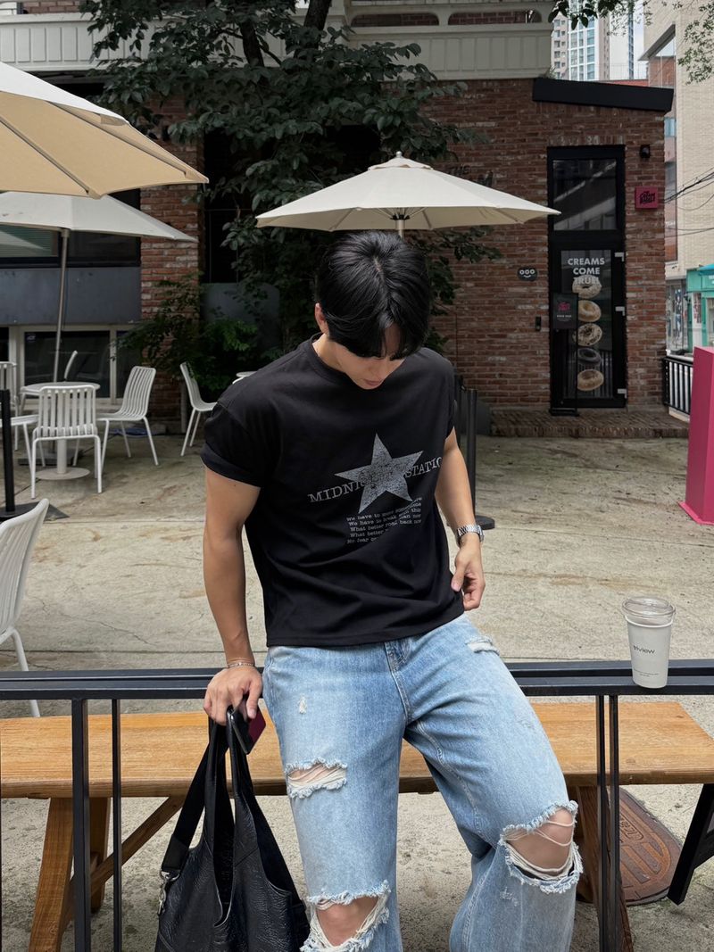 Vintage slab wide snap denim pants