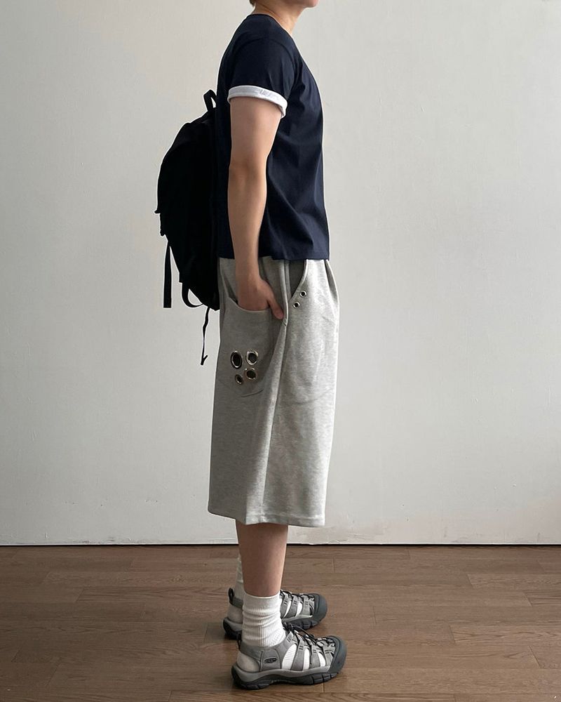 Punch Eyelet Bermuda Sweatpants