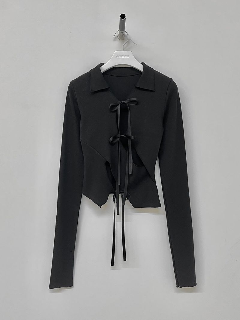 RIBBON COLLAR T-SHIRT