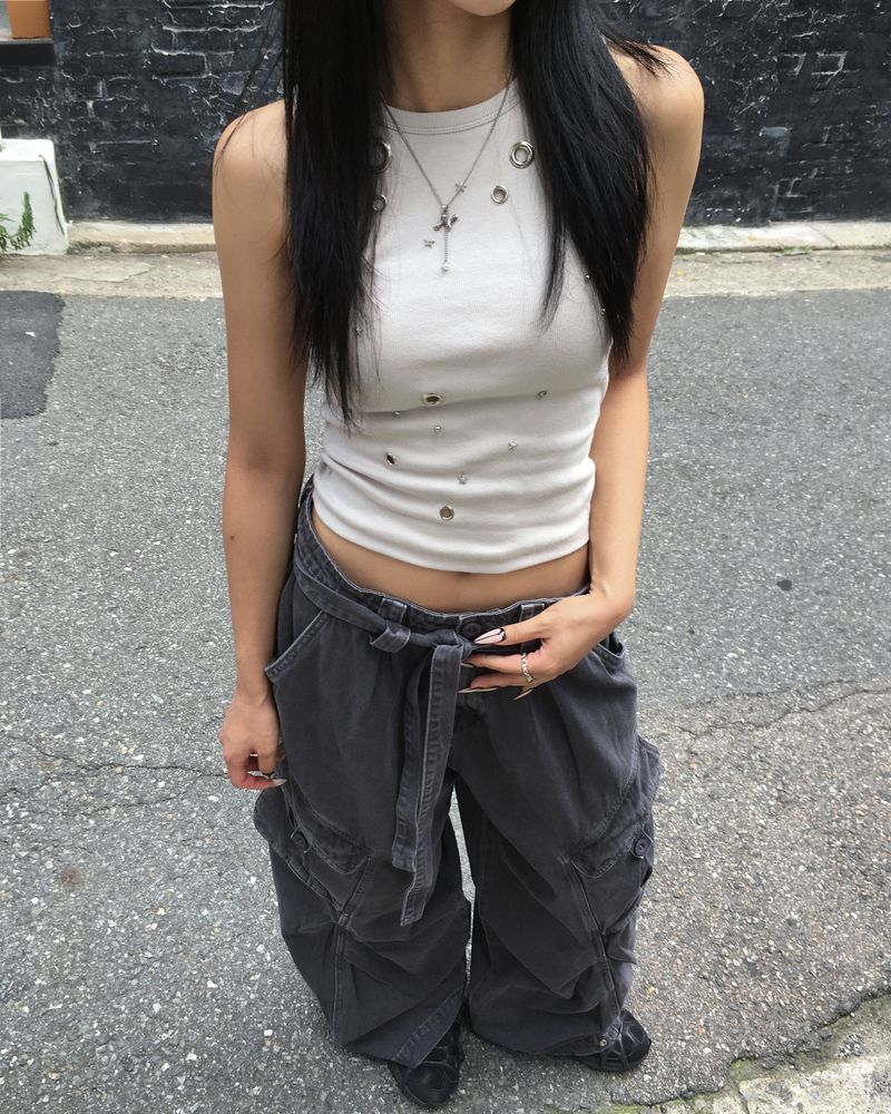 Belted dying cargo pants