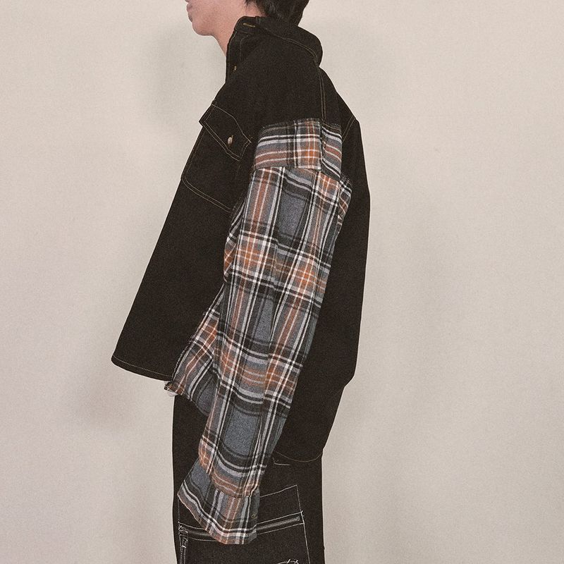 check block cotton shirt_black