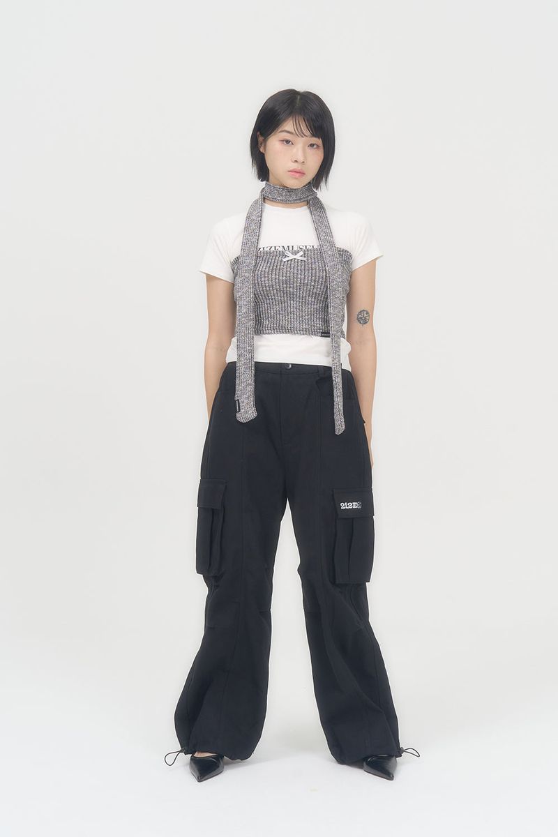 KNIT TUBE TOP MUFFLER (MELANGE GRAY)