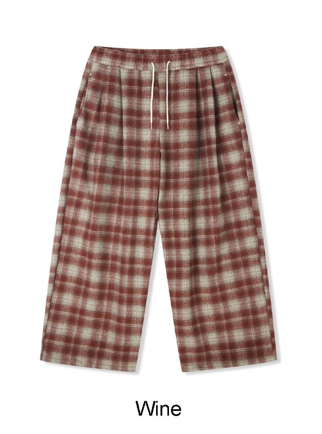 Kale Check Wide Banding Pants