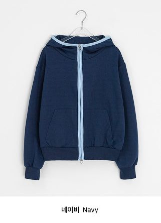 レルメブハイネックカラーフードジップアップ