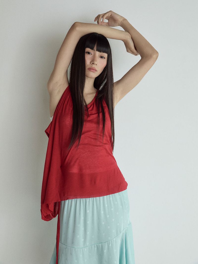 Layered Sleeveless Top_True Red