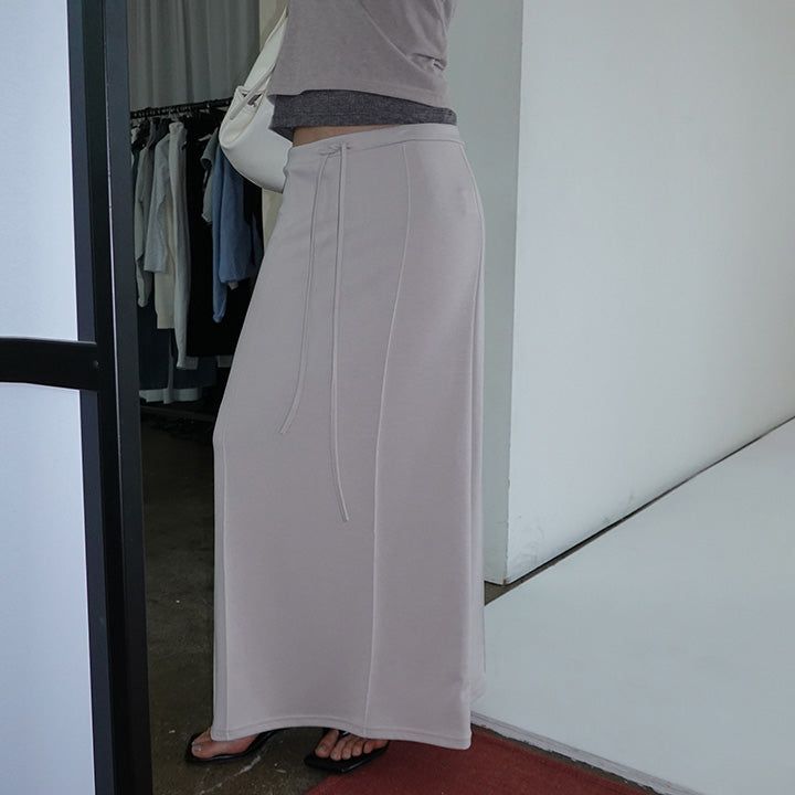 [Retian] String Slit Flare Long Skirt - 3 colors