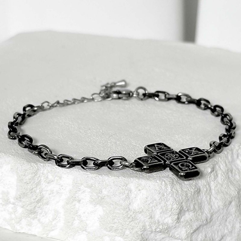 ss-Riversivle symbol cross bracelet_black
