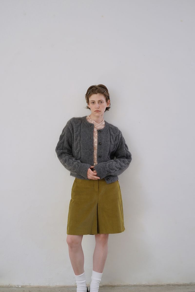 Mohair cable cardigan_charcoal
