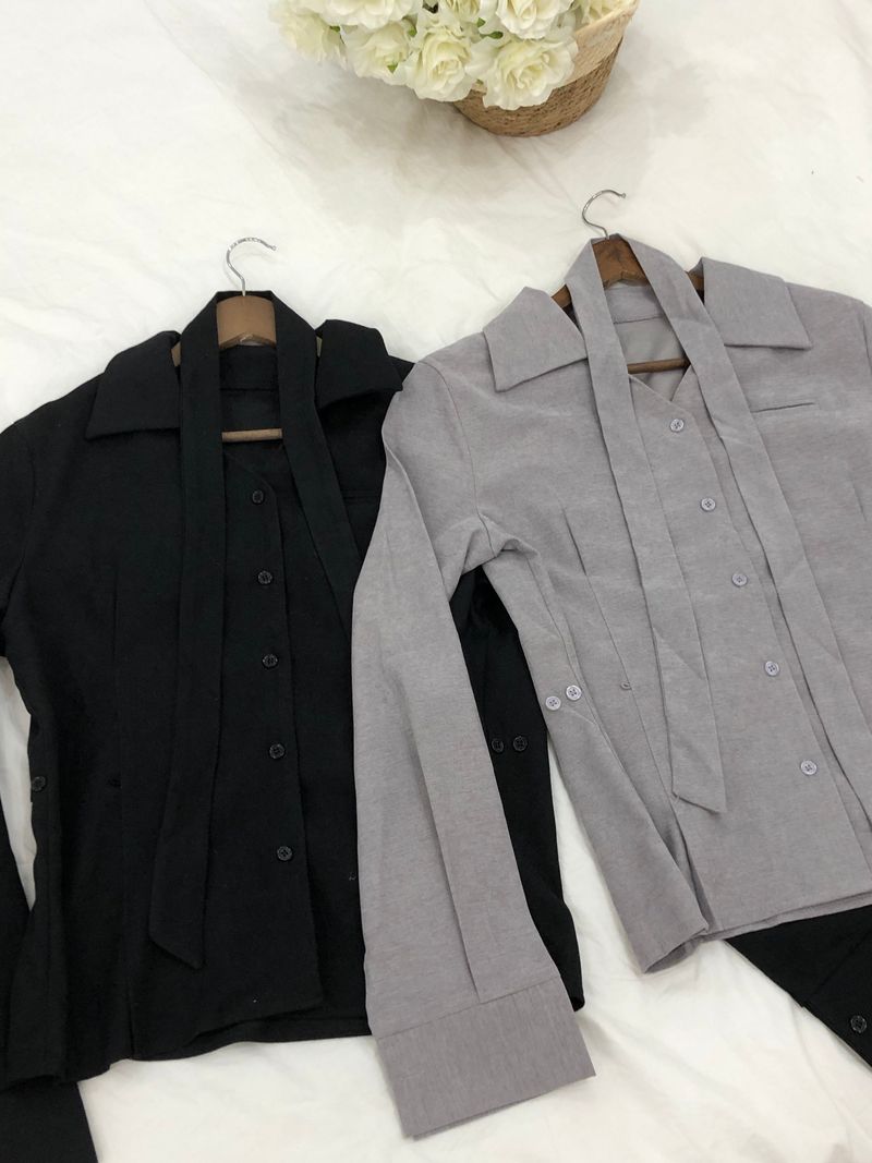 Dual Tie Pintuck Line Shirt