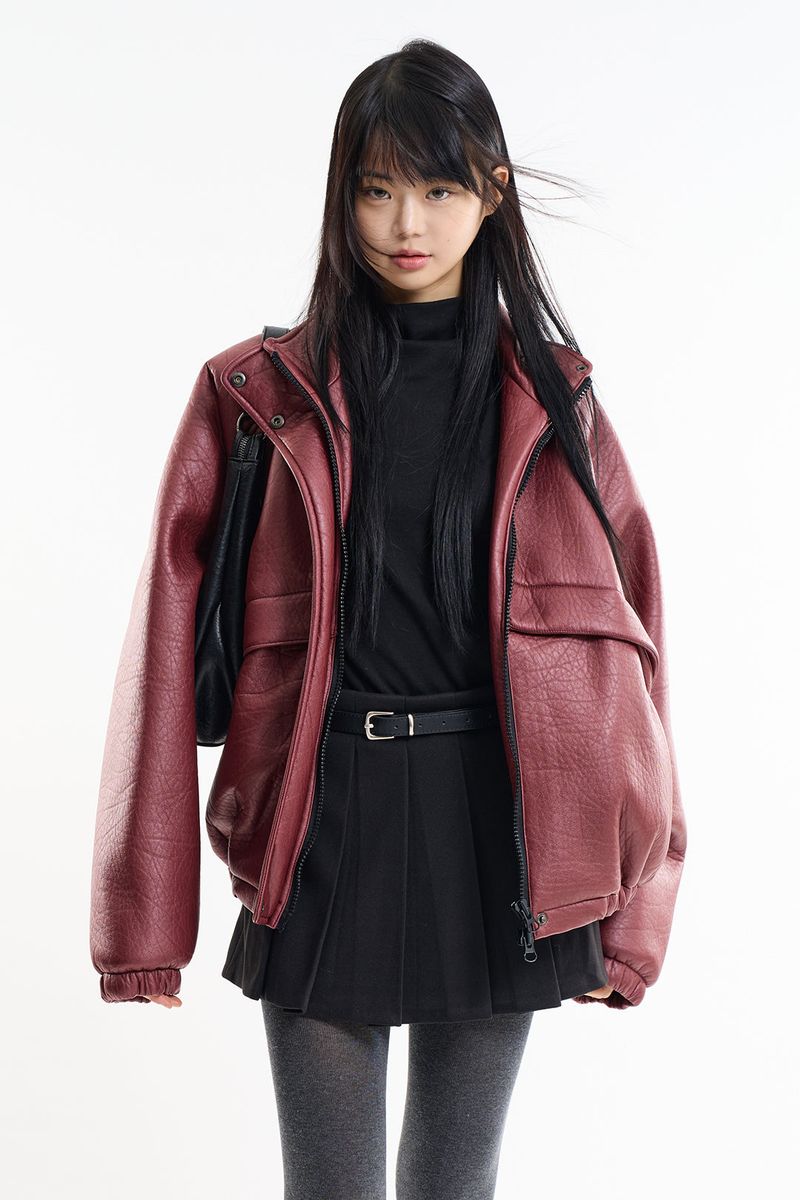 Raucohouse（ラウコハウス）の「Puff raglan texture leather jumper（Jackets/Outerwear）」