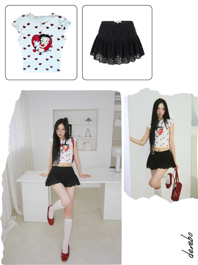 Black Lady Punching Mini Skirt