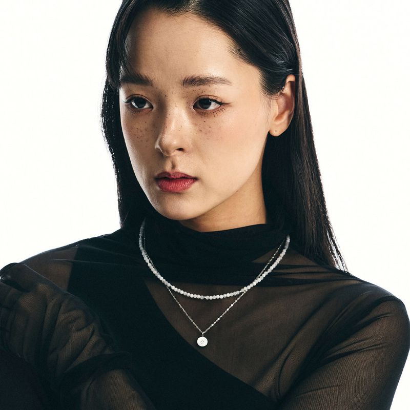 [SET] hyde moon stone & silver disk necklace