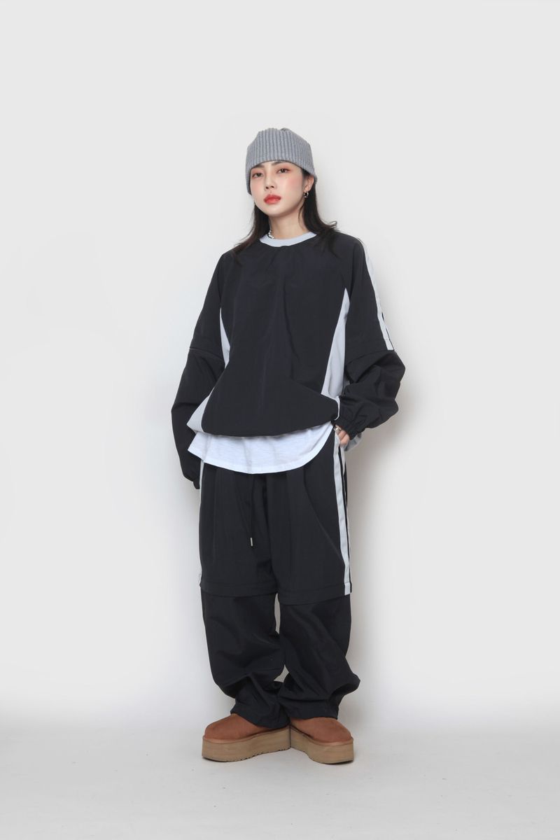 two-way nylon sweatshirt