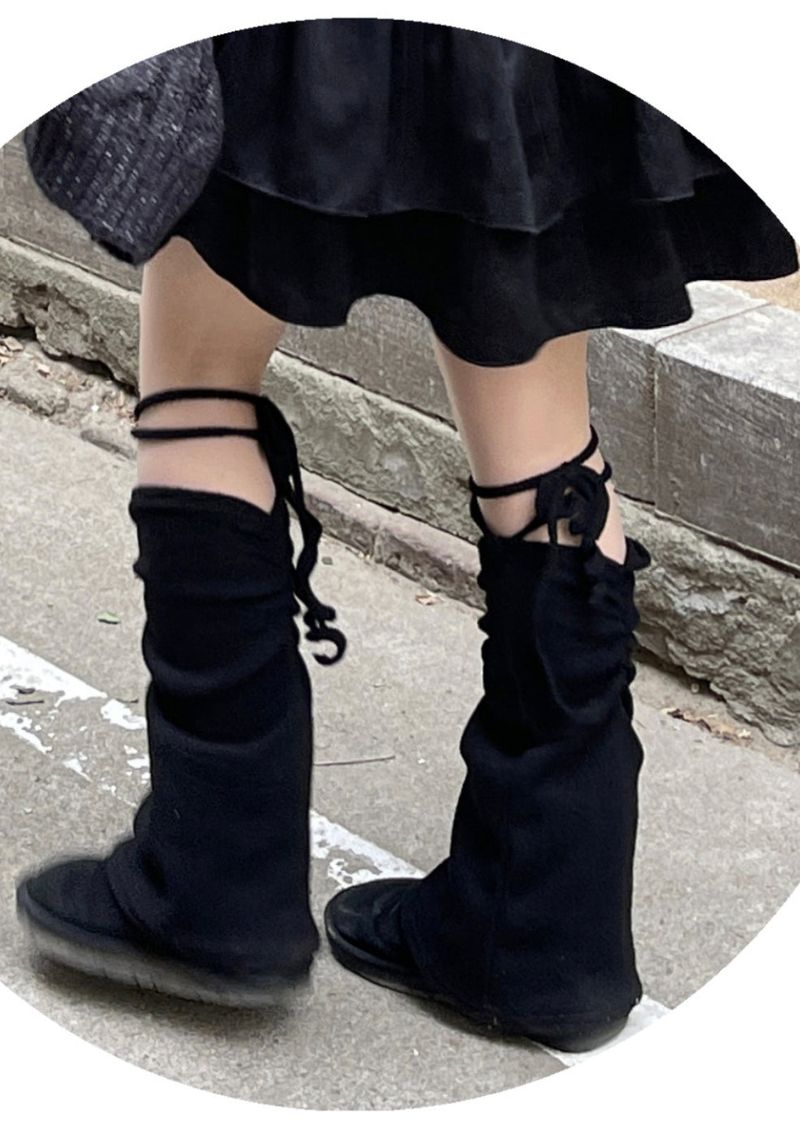 shirring strap ribbon leg warmer