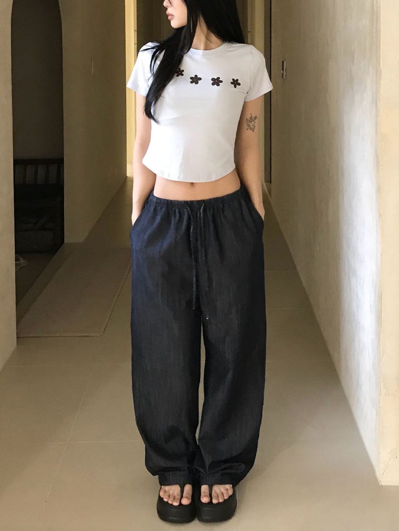 Summer Coast Non-Fade Cool Denim Wide Pants