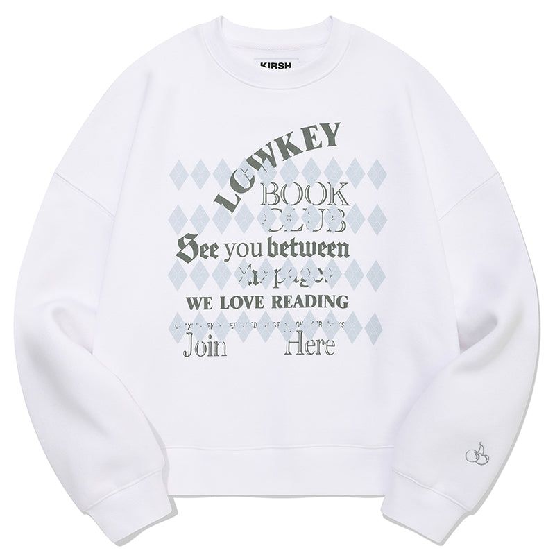 LOWKEY BOOK CLUB ARGYLE PATTERN SWEATSHIRT [WHITE]