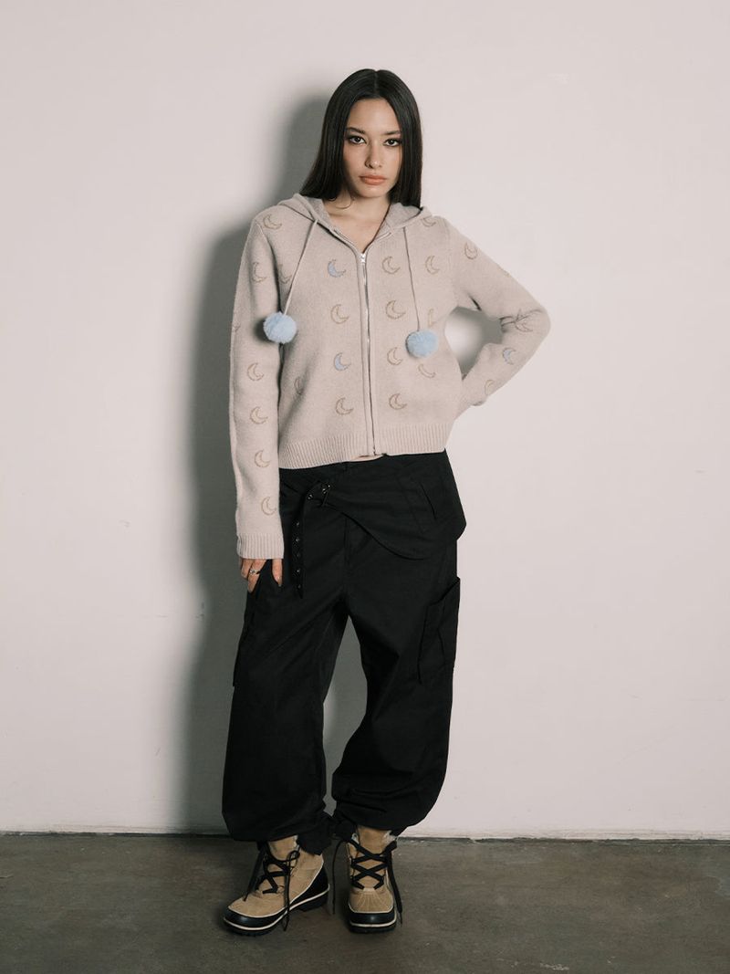MOON KNITTED ZIP-UP HOODIE (IVORY)