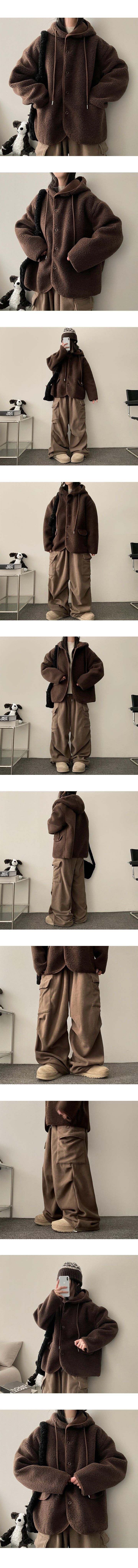 Saty High Neck Wool Hooded Jacket