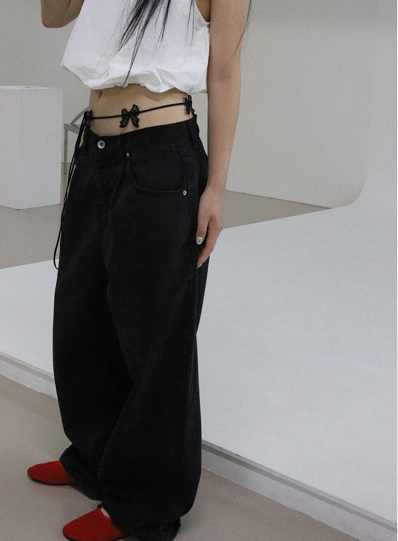 [MADE] Capsule02 Needle Work Ribbon Belt Strap _  Black